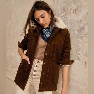 Sézane fleece lined brown corduroy Will jacket M